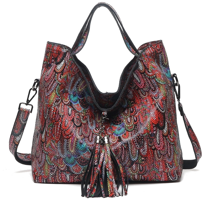 Classical 100% Real Leather Women's Tote Bag Big Emossed Shiny Genuine Cowhide Designer Messenger Handbags New Fashion